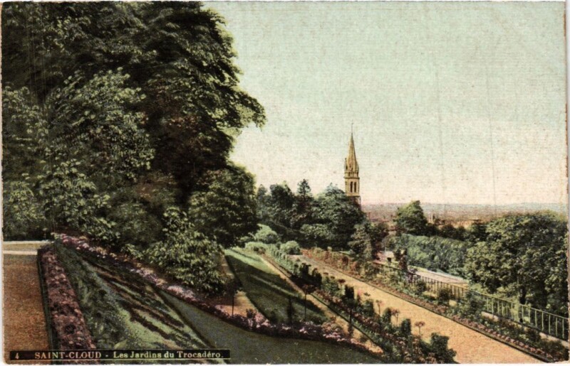 Carte postale ancienne Saint-Cloud Les Jardins du Trocadero à Saint-Cloud