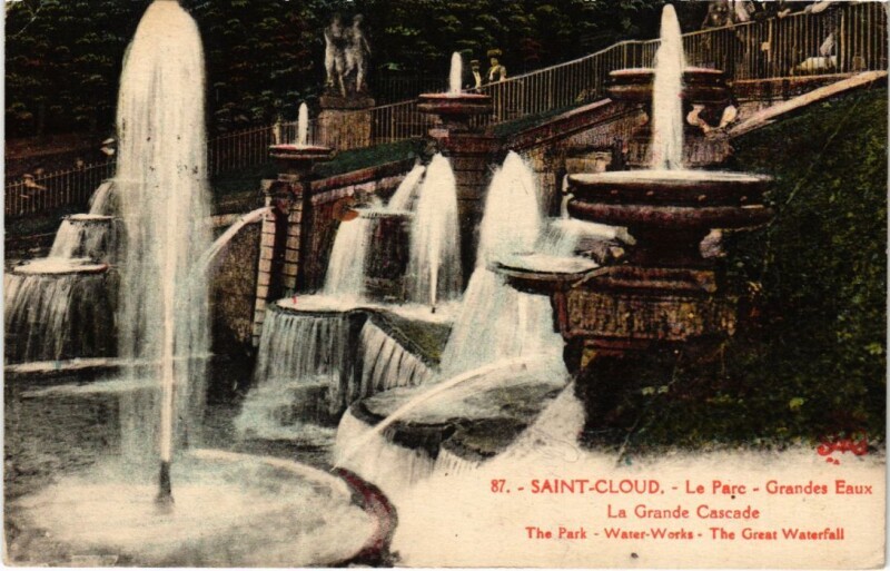 Carte postale ancienne Saint-Cloud Parc - Grandes Eaux - Grande Cascade à Saint-Cloud