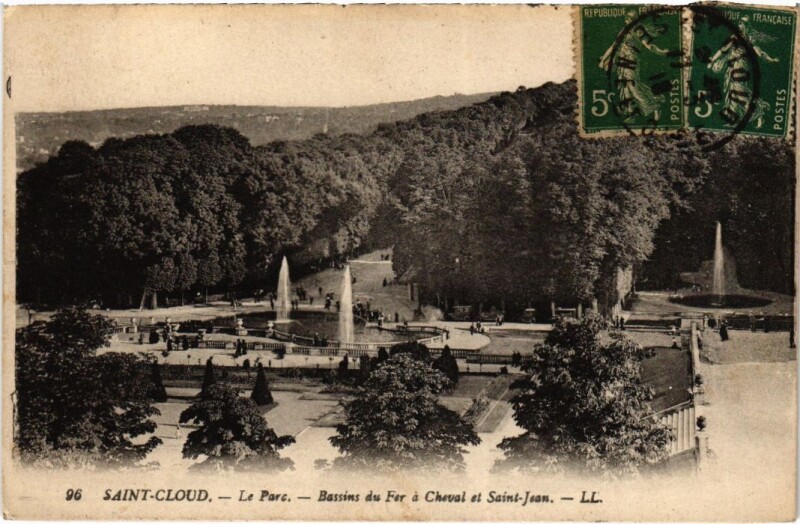 Carte postale ancienne Saint-Cloud Parc - Bassins du Fer a Cheval et Saint-Jean à Saint-Cloud