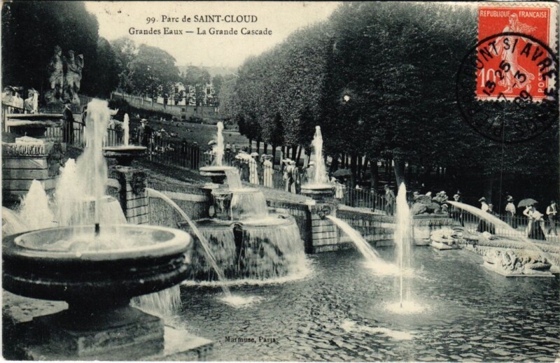 Carte postale ancienne Saint-Cloud Parc - Grandes Eaux - Grande Cascade à Saint-Cloud
