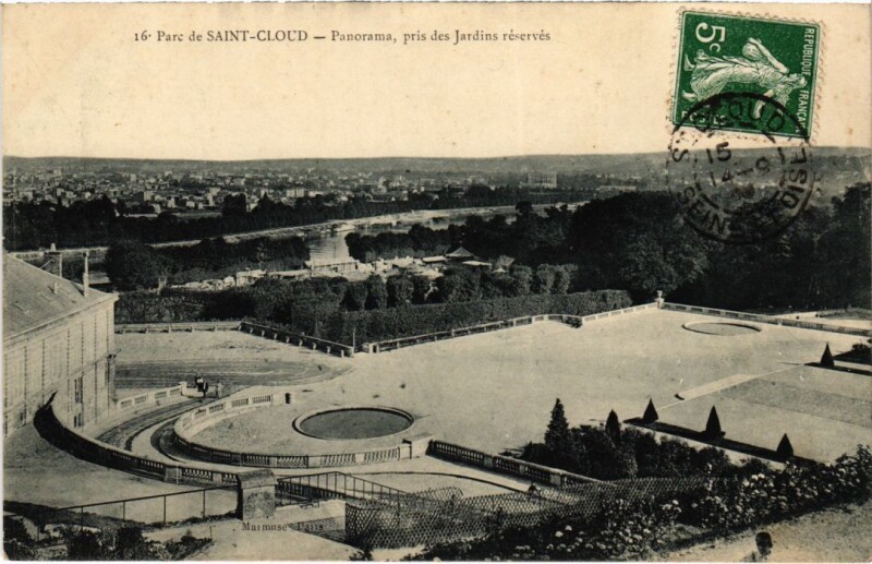 Carte postale ancienne Saint-Cloud Parc - Panorama pris des Jardins Reserves à Saint-Cloud