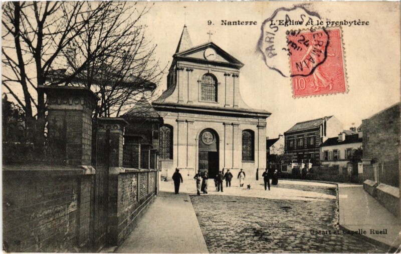 Carte postale ancienne Nanterre L'Eglise et le Presbytere à Nanterre