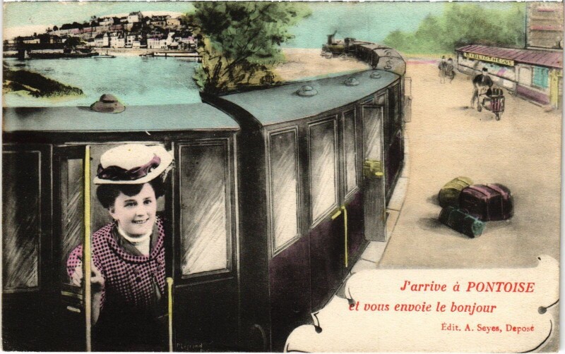 Carte postale ancienne Pontoise souvenir à Pontoise
