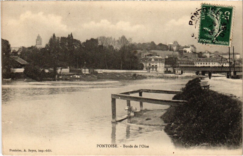 Carte postale ancienne Pontoise Bords de l'Oise à Pontoise