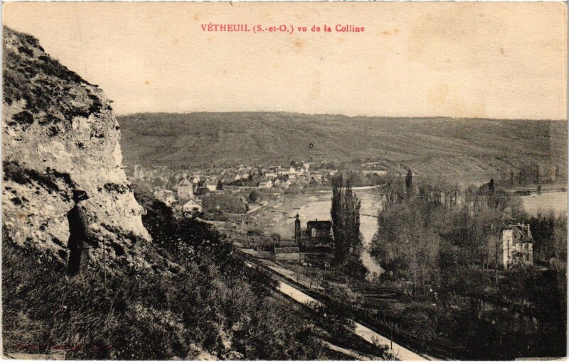Carte postale ancienne Vetheuil vu de la Colline