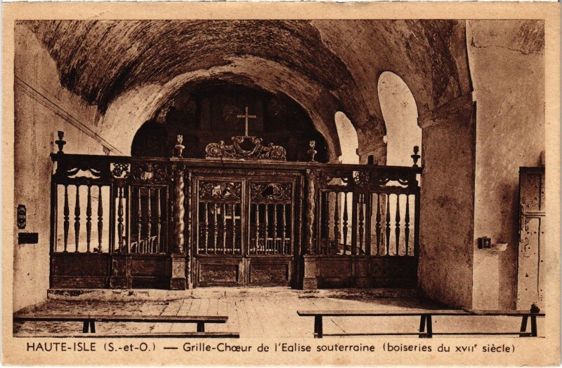 Carte postale ancienne Haute Isle Grille Choeur de l'Eglise à Haute-Isle