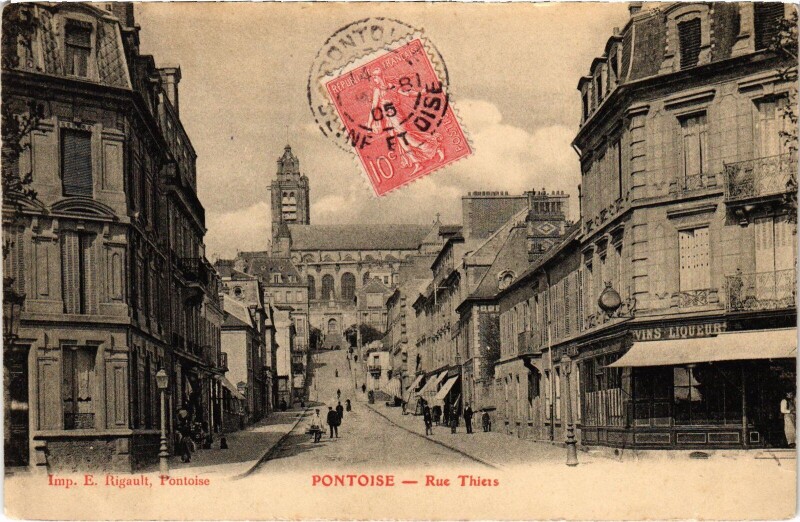 Carte postale ancienne Pontoise Rue Thiers à Pontoise
