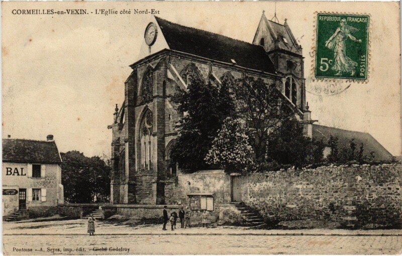Carte postale ancienne Cormeilles en Vexin Eglise à Cormeilles-en-Vexin