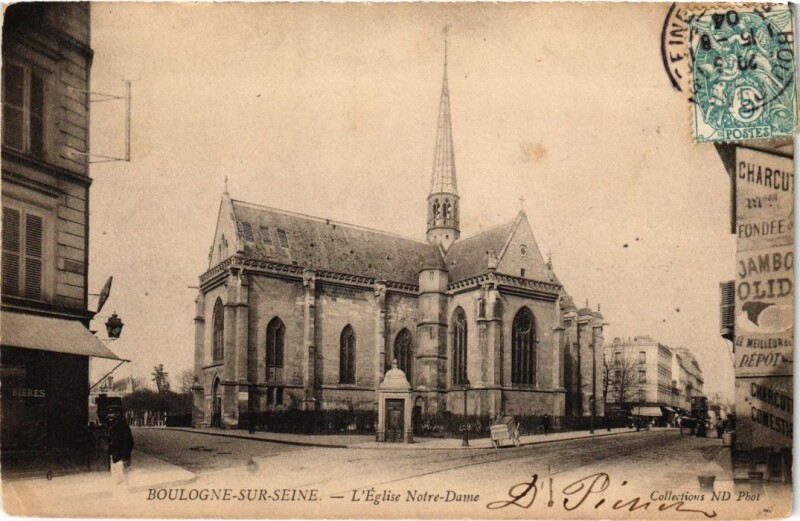 Carte postale ancienne Boulogne-Billancourt Eglise Notre-Dame à Boulogne-Billancourt