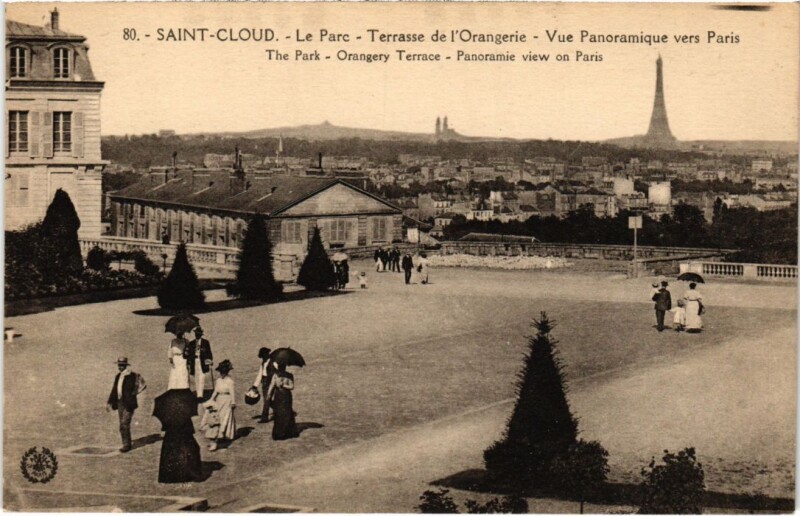 Carte postale ancienne Saint-Cloud Le Parc - Terrasse de l'Orangerie à Saint-Cloud