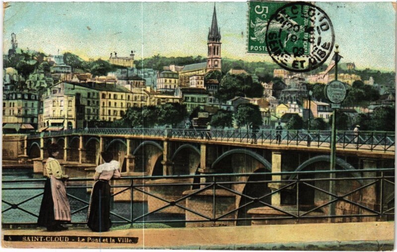 Carte postale ancienne Saint-Cloud Le Pont et la Ville à Saint-Cloud