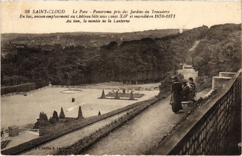 Carte postale ancienne Saint-Cloud Parc - Panorama des Jardins du Trocadero à Saint-Cloud
