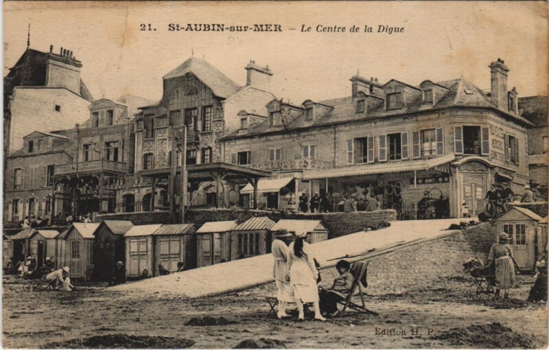 Carte postale ancienne Saint-Aubin Le Centre de la Digue