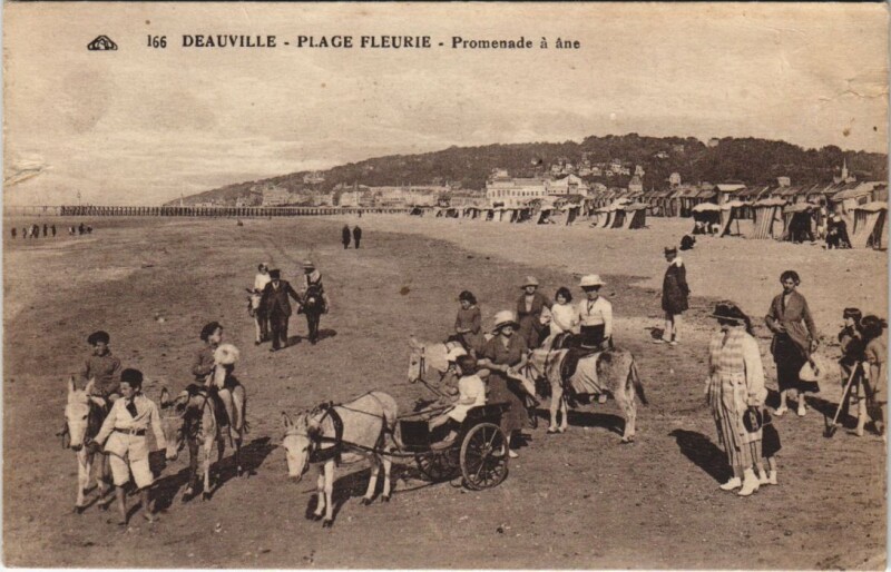 Carte postale ancienne Deauville Plage Fleurie - Promenade a Ane à Deauville
