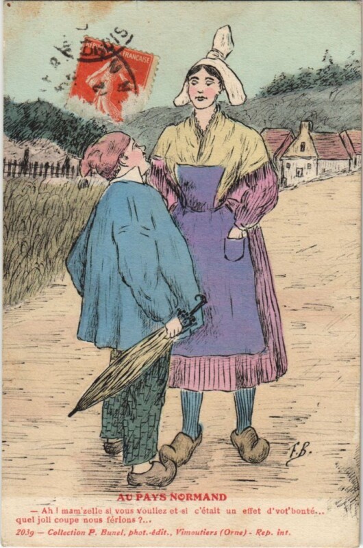 Carte postale ancienne Au Pays Normand - Types