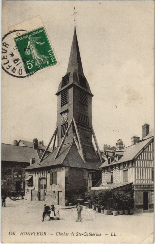 Carte postale ancienne Honfleur Clocher de Sainte-Catherine à Honfleur