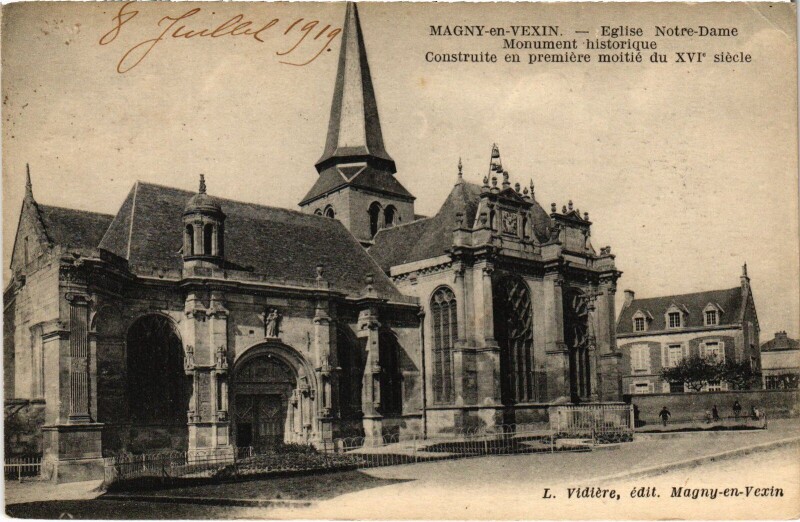 Carte postale ancienne Magny en Vexin Eglise à Magny-en-Vexin