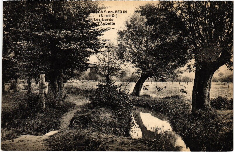 Carte postale ancienne Magny en Vexin Les bords l'Aubette à Magny-en-Vexin