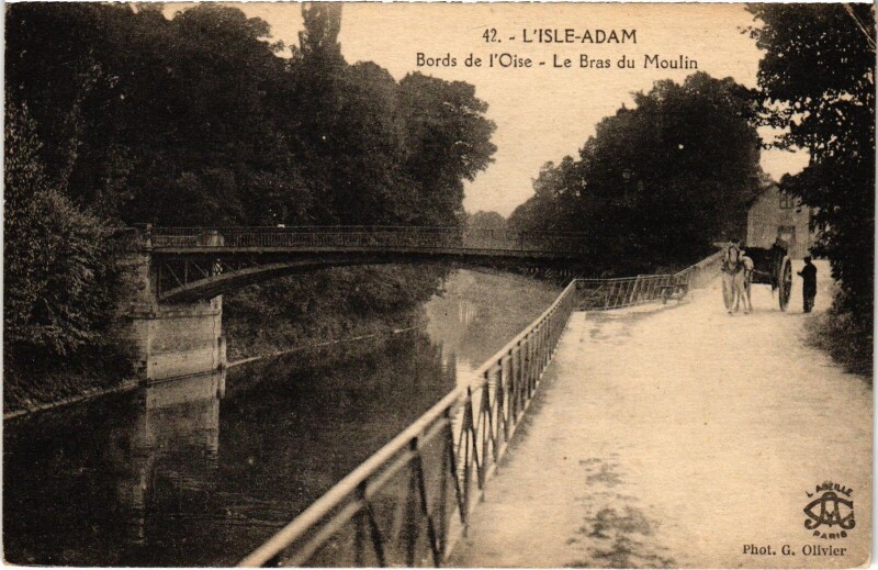 Carte postale ancienne L'Isle Adam Bords de la Seine le Bras du Moulin à L'Isle-Adam