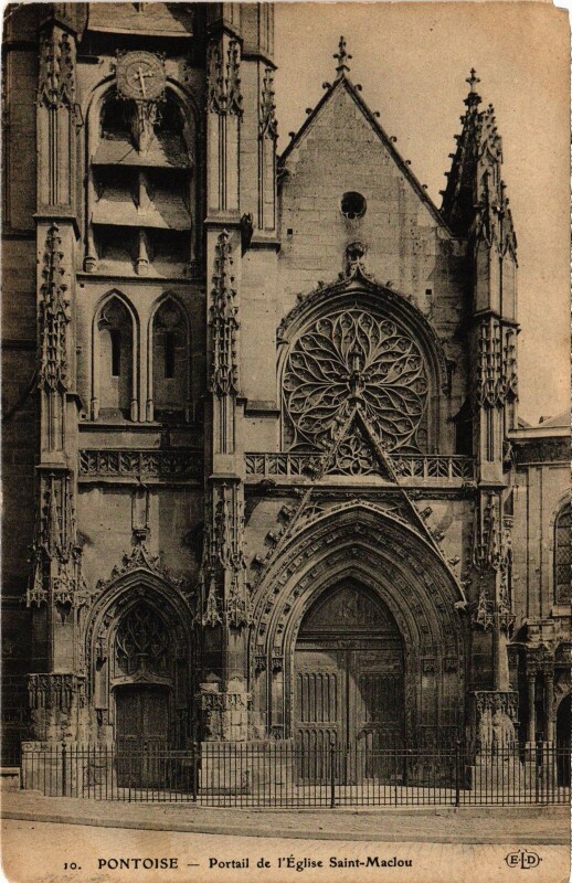 Carte postale ancienne Pontoise Portail de l'Eglise Saint-Maclou à Pontoise