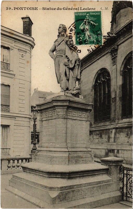Carte postale ancienne Pontoise Statue du General Leclerc à Pontoise