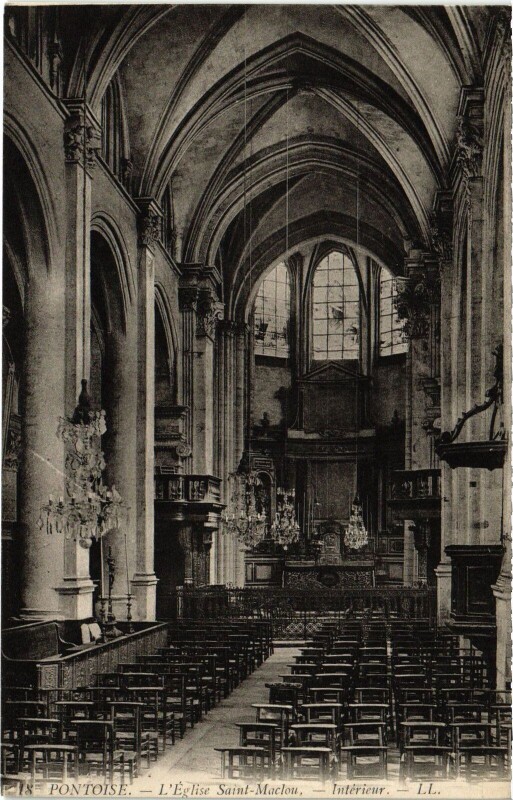 Carte postale ancienne Pontoise Eglise Saint-Maclou Interieur à Pontoise