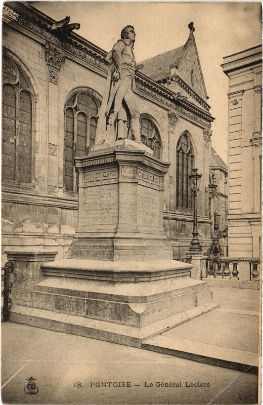 Carte postale ancienne Pontoise Statue du General Leclerc à Pontoise