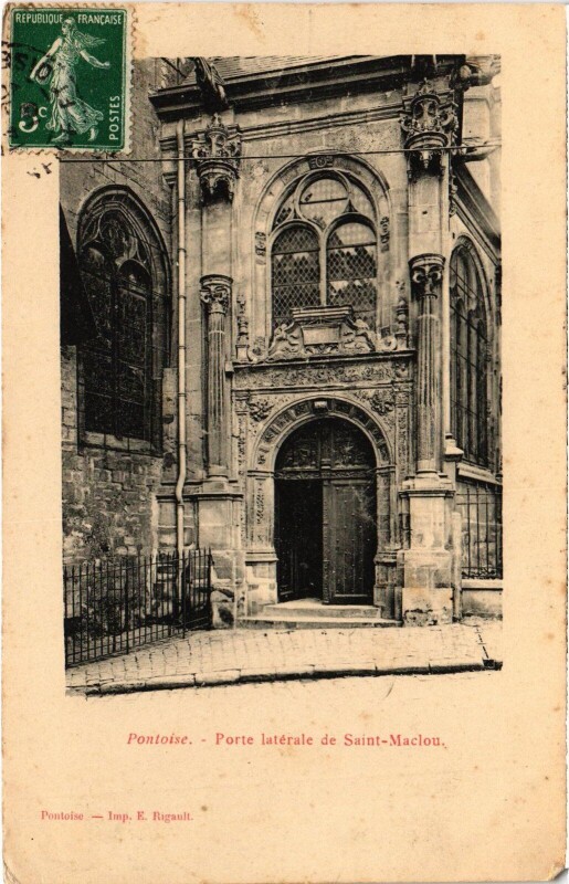 Carte postale ancienne Pontoise Porte laterale de Saint-Maclou à Pontoise