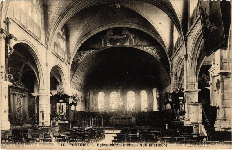 Carte postale ancienne Pontoise Eglise Notre Dame vue interieure à Pontoise