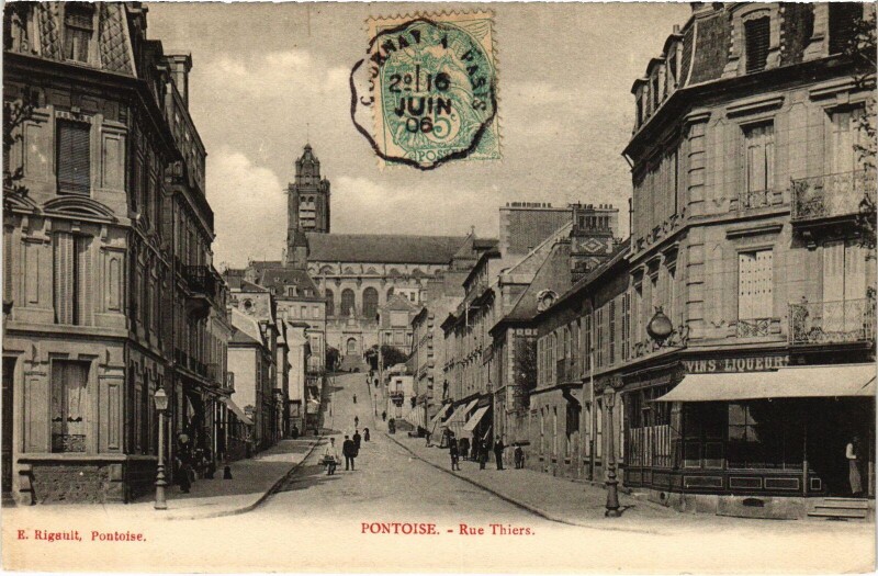 Carte postale ancienne Pontoise Rue Thiers à Pontoise