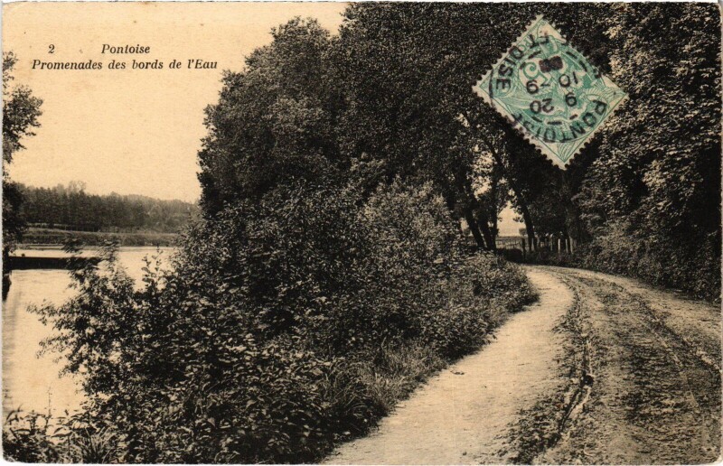 Carte postale ancienne Pontoise Promenade des bords de l'Eau à Pontoise