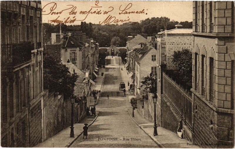 Carte postale ancienne Pontoise Rue Thiers à Pontoise