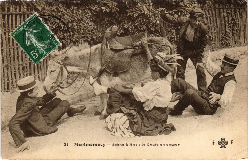 Carte postale ancienne Montmorency la chute en choeur à Montmorency
