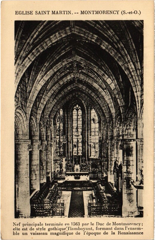 Carte postale ancienne Montmorency Eglise Saint-Martin Nef à Montmorency