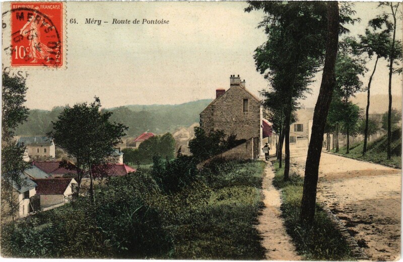 Carte postale ancienne Mery Route de Pontoise à Pontoise