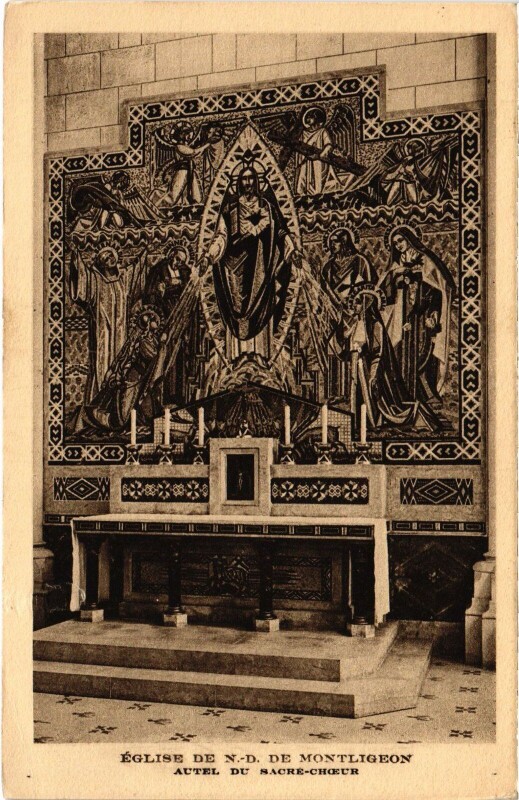 Carte postale ancienne Montlignon Eglise Autel du Sacre Choeur à Montlignon