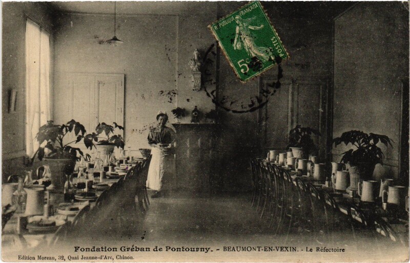 Carte postale ancienne Beaumont Fondation Greban de Pontourny Le Refectoire