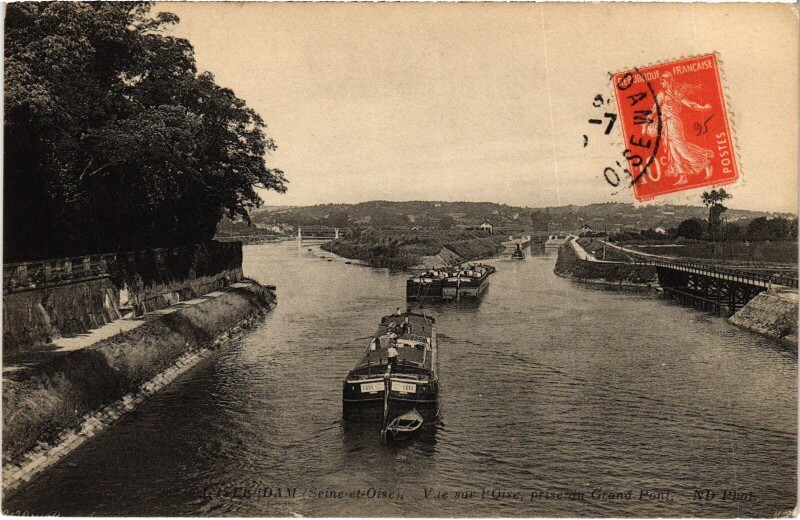 Carte postale ancienne L'Isle Adam vue sur l'Oise à L'Isle-Adam