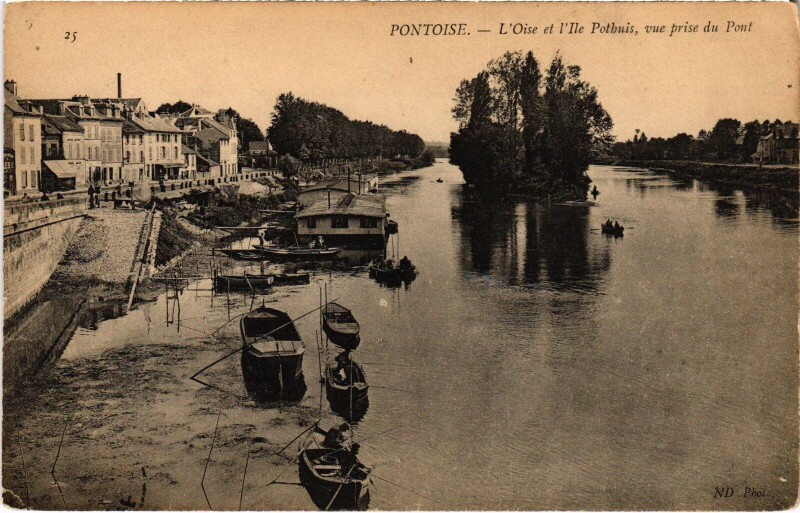Carte postale ancienne Pontoise Oise et l'Ile Pothuis à Pontoise