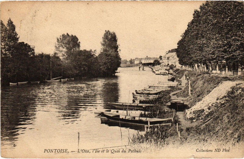 Carte postale ancienne Pontoise Ile et le Quai du Pothuis à Pontoise