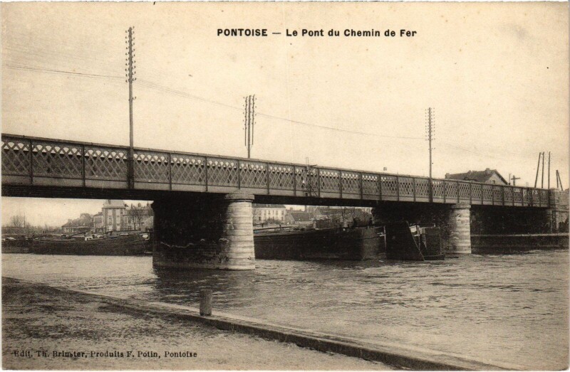 Carte postale ancienne Pontoise Pont du Chemin de Fer à Pontoise