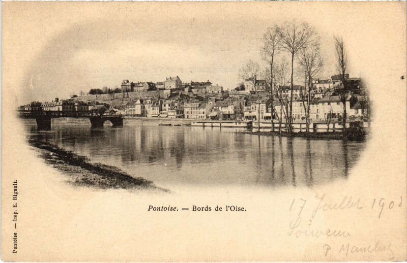 Carte postale ancienne Pontoise Bords de l'Oise à Pontoise