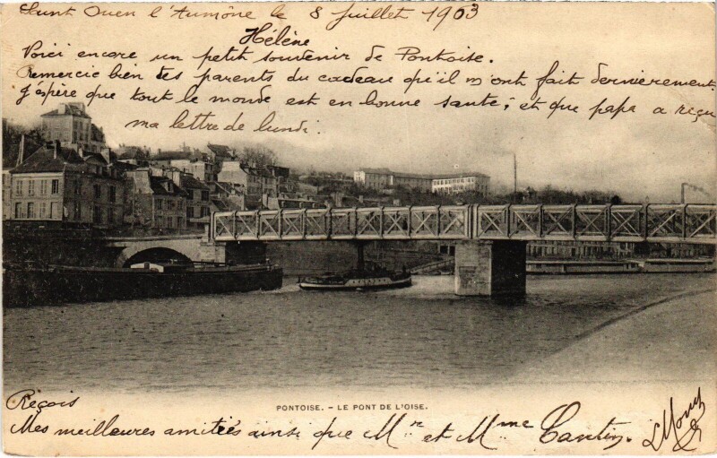 Carte postale ancienne Pontoise Pont de l'Oise à Pontoise