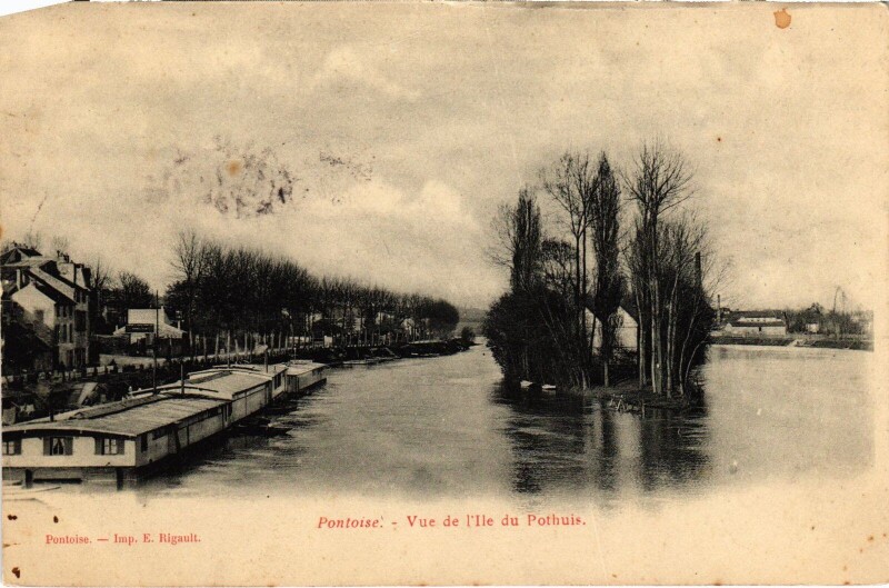 Carte postale ancienne Pontoise vue de l'Ile du Pothuis à Pontoise