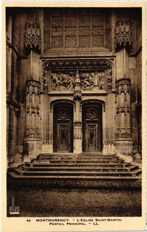 Carte postale ancienne Montmorency Eglise Saint-Martin Portail principal à Montmorency