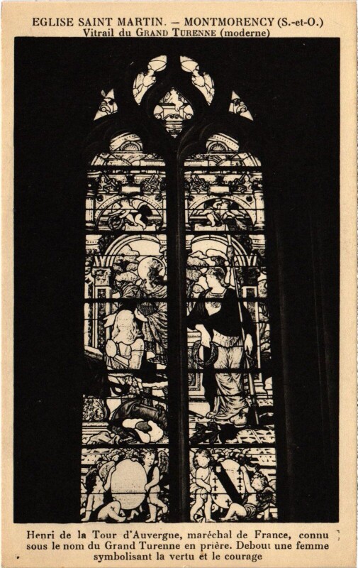 Carte postale ancienne Montmorency Eglise Saint-Martin Vitrail du Grand Turenne à Montmorency