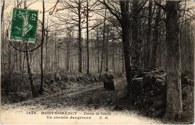 Carte postale ancienne Montmorency un chemin dangereux à Montmorency