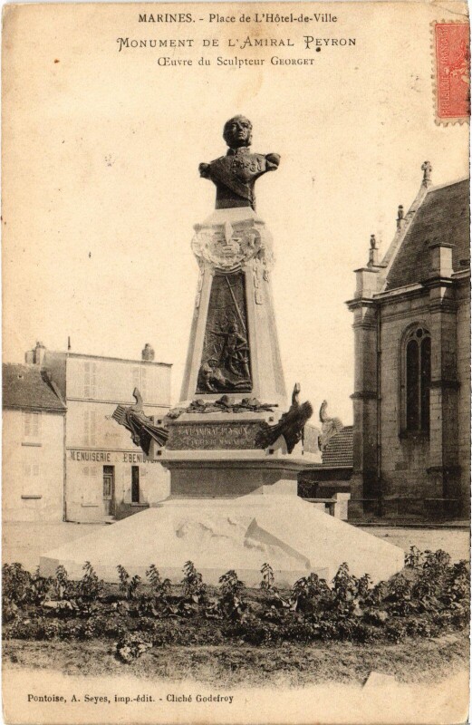 Carte postale ancienne Marines Monument de l'Amiral Peyron à Marines