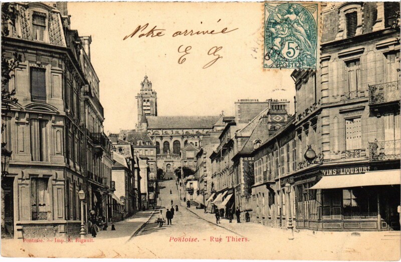 Carte postale ancienne Pontoise Rue Thiers à Pontoise