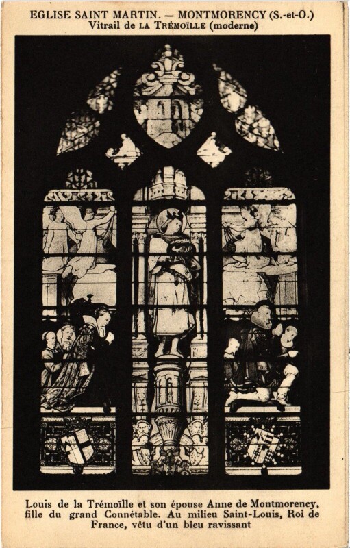Carte postale ancienne Montmorency Eglise Saint-Martin Vitrail de la Tremoille à Montmorency